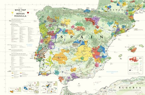 Wine Map of The Iberian Peninsula (Spain and Portugal)