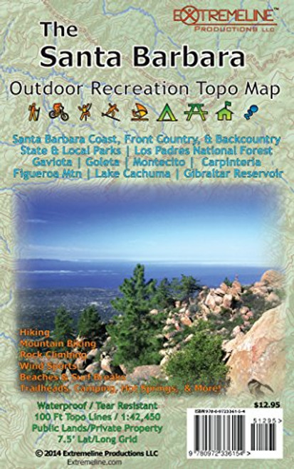 The Santa Barbara Outdoor Recreation Topo Map: Hiking, Mountain Biking, Rock Climbing, Wind Sports, Beaches & Surf Breaks, Trailheads, Camping, Hot ... State & Local Parks, Los Padres...