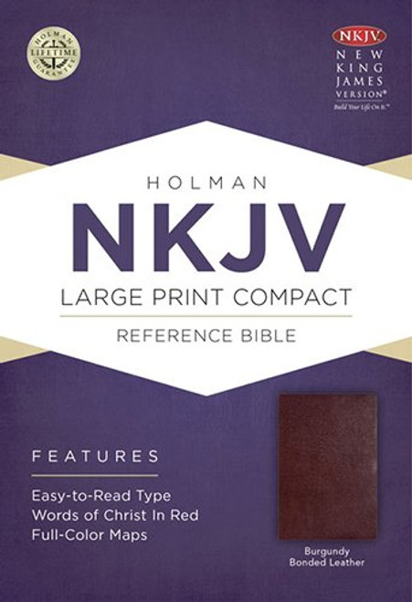 NKJV Large Print Compact Reference Bible, Burgundy Bonded Leather