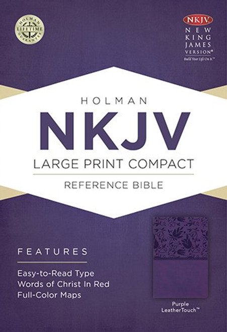 NKJV Large Print Compact Reference Bible, Purple LeatherTouch