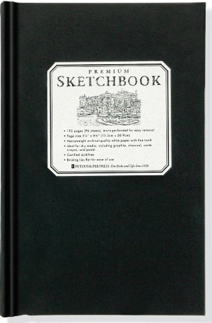 Premium Black Sketchbook - Small (5 1/2 inch x 8 1/2 inch, Micro-Perforated Pages)