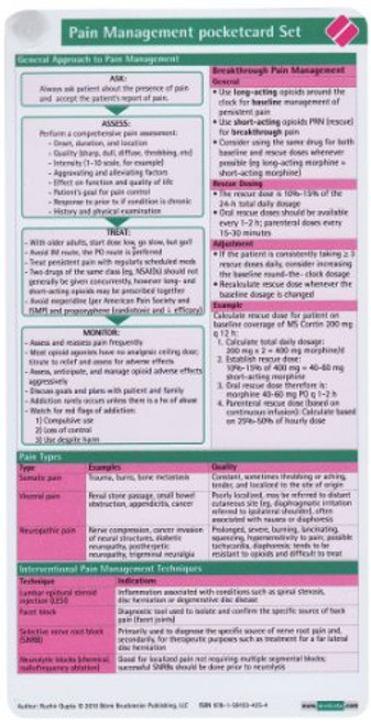 Pain Management Pocketcard Set