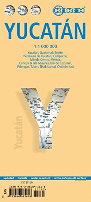 Laminated Yucatan Map by Borch (English) (English, Spanish, French, Italian and German Edition)
