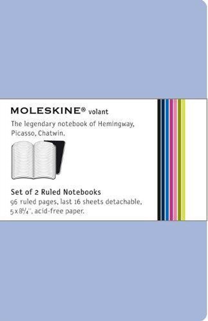 Moleskine Volant Notebook (Set of 2 ), Large, Ruled, Antwerp Blue, Prussian Blue, Soft Cover (5 x 8.25)