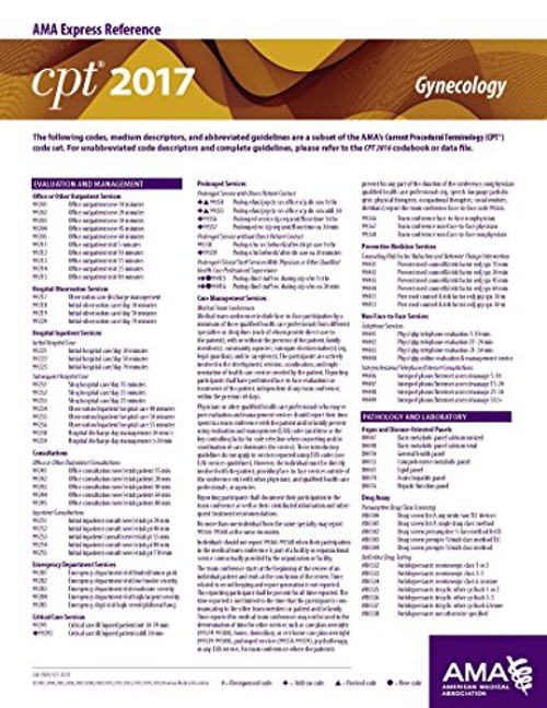 CPT 2017 Express Reference Coding Card: Gynecology (CPT 2017 Express Reference Coding Cards)