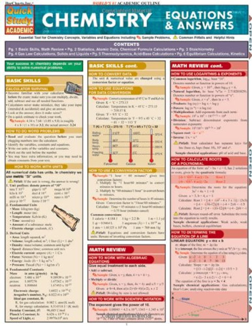 Chemistry Equations & Answers (Quickstudy Reference Guides - Academic)