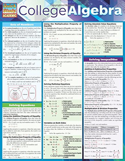 College Algebra (Quick Study Academic)