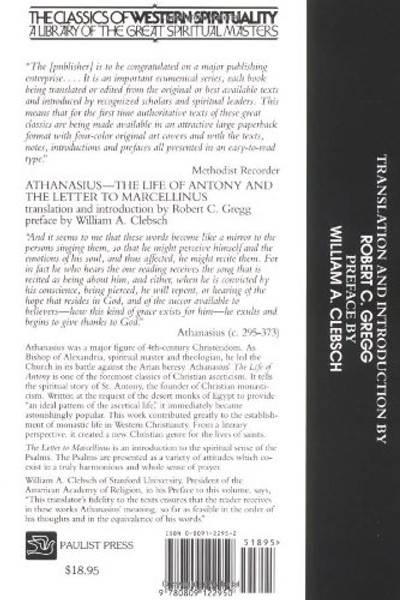 Athanasius : The Life of Antony and the Letter To Marcellinus