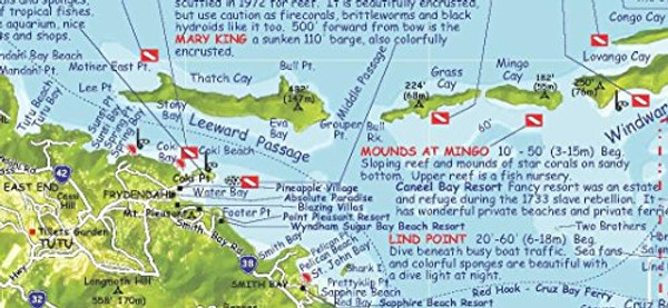 U.S. Virgin Islands Dive & Adventure Guide USVI Dive Map Franko Maps Waterproof Map