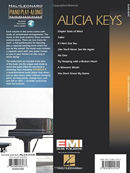 Alicia Keys: Piano Play-Along Volume 117 Bk/online audio
