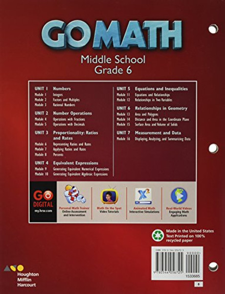 Go Math!: Student Interactive Worktext Grade 6 2014