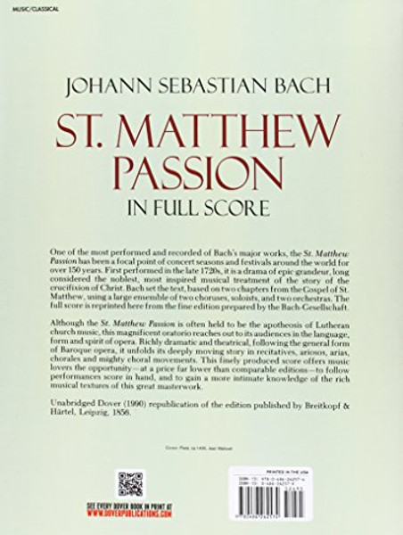 St. Matthew Passion in Full Score (Dover Music Scores)