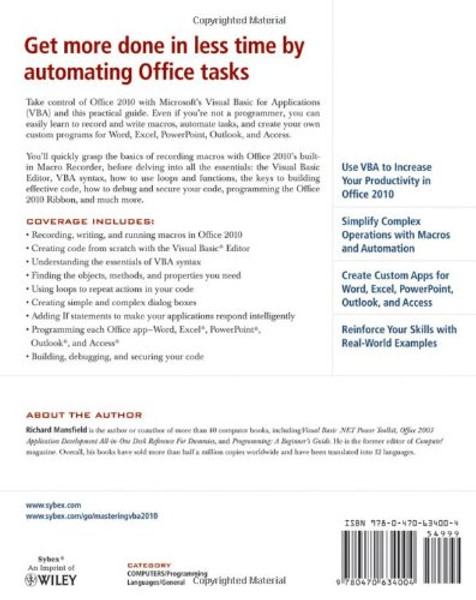 Mastering VBA for Office 2010