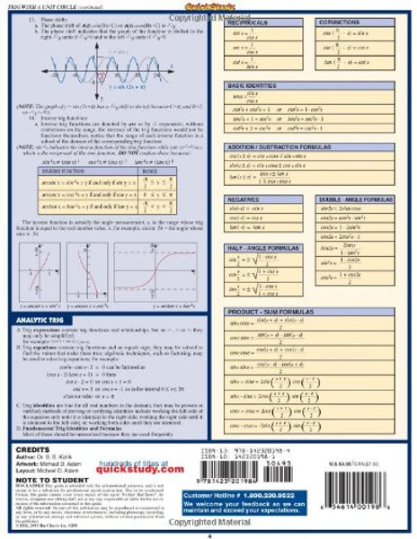 Trigonometry (Quickstudy Reference Guides - Academic)