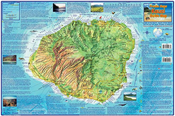 Kauai Hawaii Adventure Map Franko Maps Laminated Poster