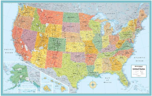 Rand Mcnally Us Wall Map (M Series U.S.A. Wall Maps) 50x32