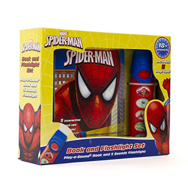 Marvel - Spider-man Little Flashlight Adventure Pop-Up Board Book - Play-a-Sound - PI Kids