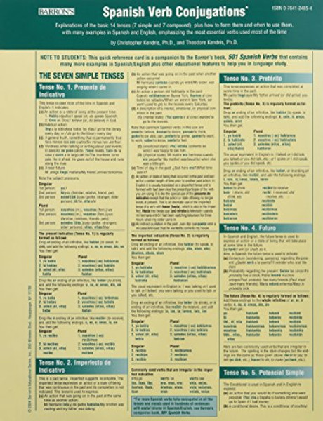 Spanish Verbs Conjugation Card (Foreign Language Verb Conjugation Cards)