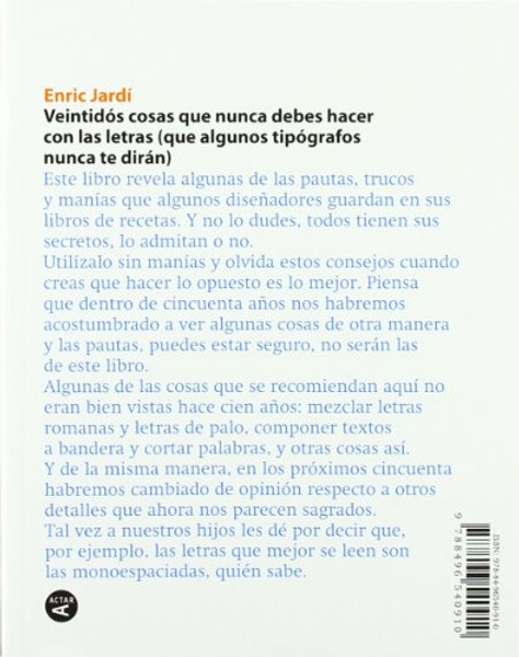 Twenty-Two Tips on Typography / VEINTIDOS CONSEJOS SOBRE TIPOGRAFIA (Spanish Edition)