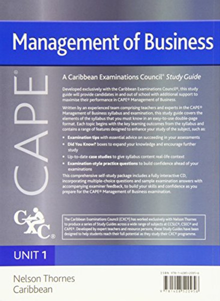 Management of Business CAPE Unit 1 CXC Study Guide: A Caribbean Examinations Council