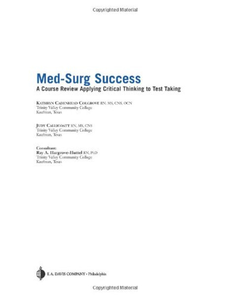 Med-Surg Success: Course Review Applying Critical Thinking to Test Taking