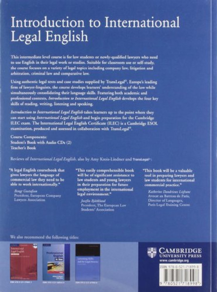 Introduction to International Legal English Student's Book with Audio CDs (2): A Course for Classroom or Self-Study Use