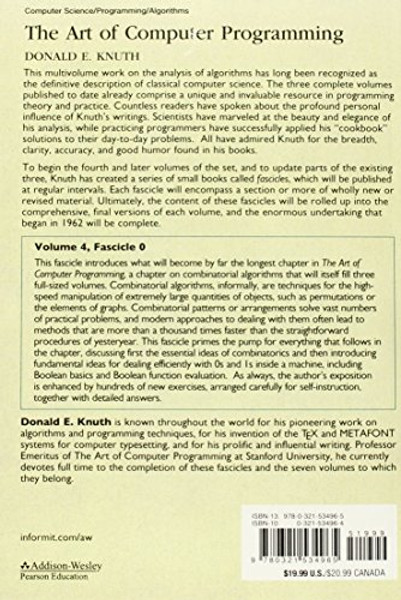 The Art of Computer Programming, Volume 4, Fascicle 0: Introduction to Combinatorial Algorithms and Boolean Functions