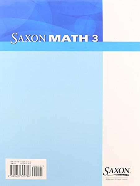 Saxon Math, Grade 3: Student Workbook, Part 1