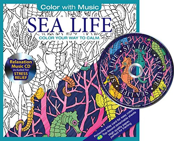 Sea & Ocean Life Adult Coloring Book With Bonus Relaxation Music CD Included: Color With Music