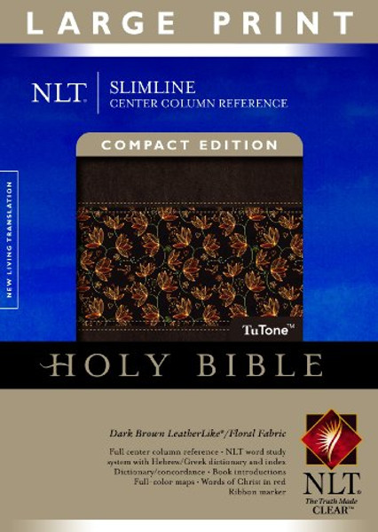 Slimline Center Column Reference Bible NLT, Compact edition, Large Print, Floral TuTone