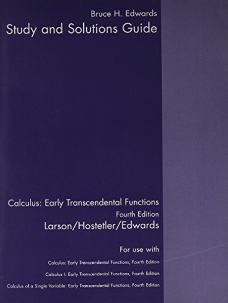 Student Study Guide, Volume 1 for Larson/Hostetler/Edwards Calculus: Early Transcendental Functions, 4th