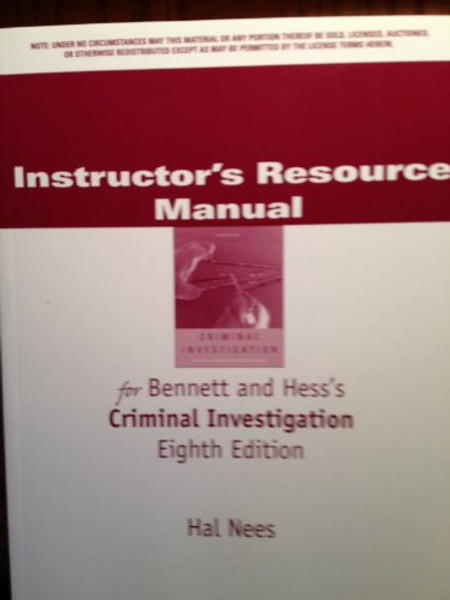 Criminal Investigation - 8th Edition - (Instructor's Resource Manual) (Paperback) 2007