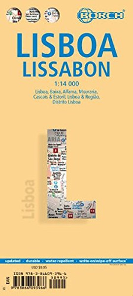 Laminated Lisbon Map by Borch (English, Spanish, French, Italian, German and Japanese Edition)