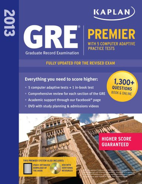 Kaplan 2013 GRE Premier: with 5 Online Practice Tests + DVD