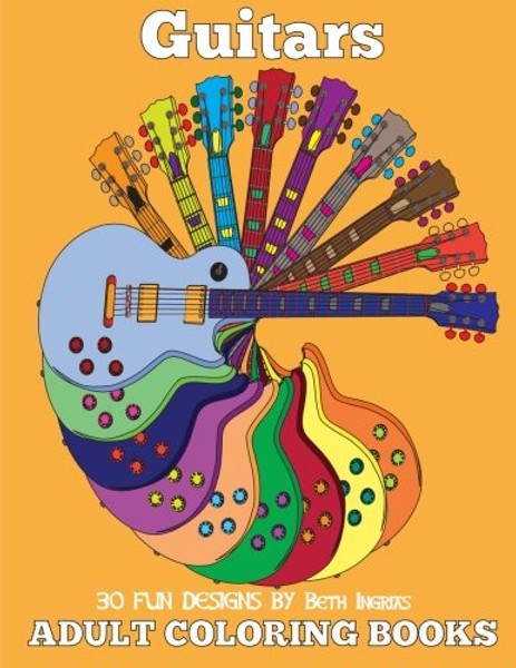 19: Adult Coloring Books: Guitars (Volume 19)