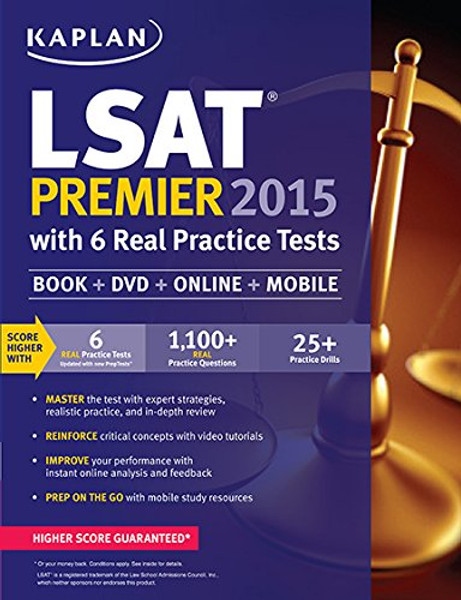 Kaplan LSAT Premier 2015 with 6 Real Practice Tests: Book + DVD + Online + Mobile (Kaplan Test Prep)