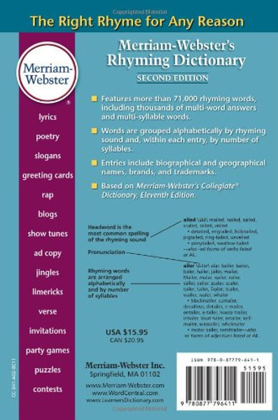 Merriam-Webster's Rhyming Dictionary, New Second Edition, trade paperback