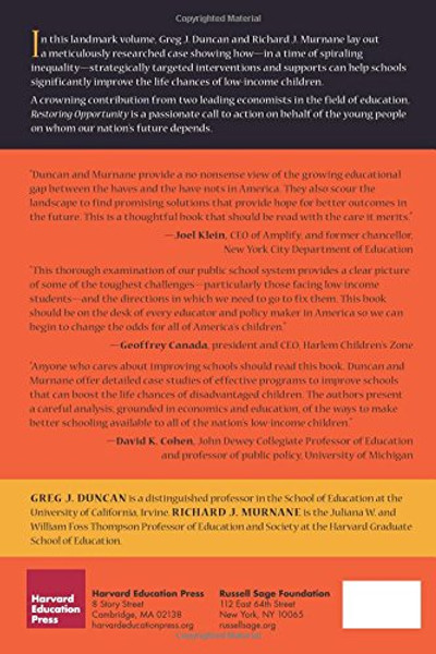 Restoring Opportunity: The Crisis of Inequality and the Challenge for American Education