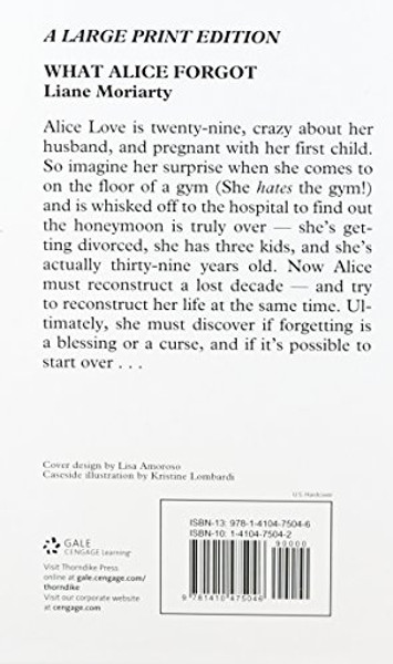 What Alice Forgot (Thorndike Press Large Print Core Series)