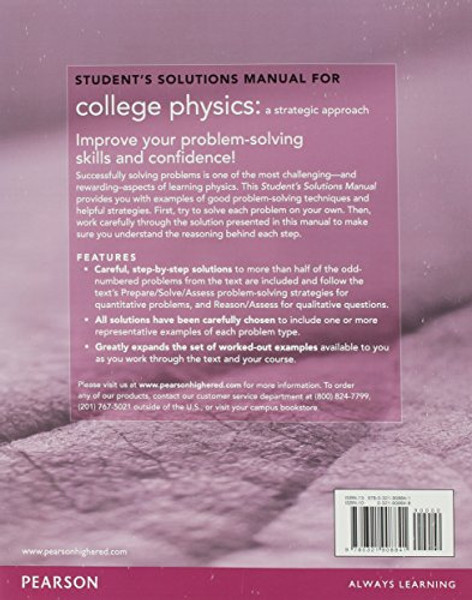Student Solutions Manual for College Physics: A Strategic Approach Volume 1 (Chs 1-16)