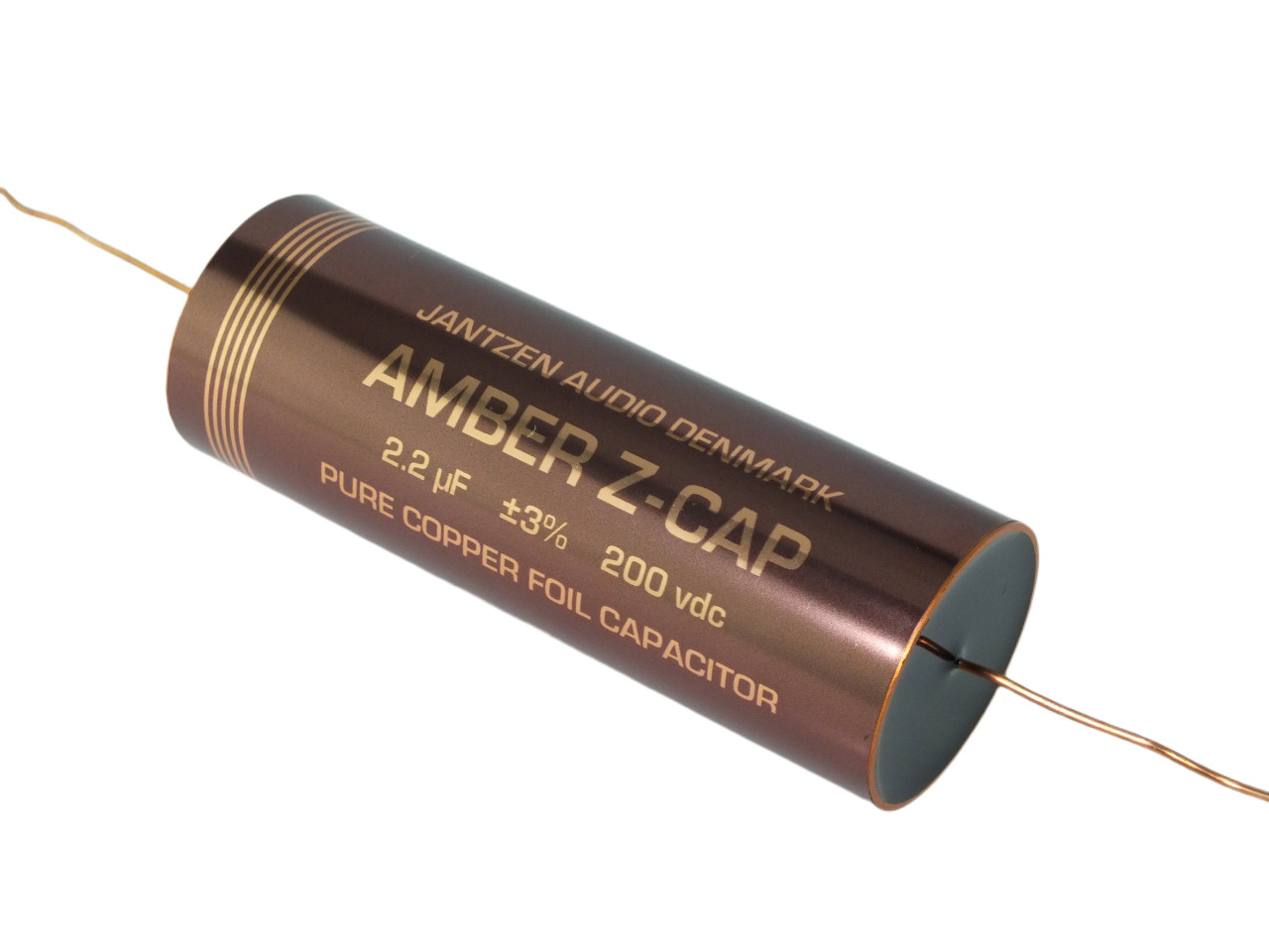 Jantzen Capacitor 2.2µF 200Vdc 3% Amber Z-Cap Series Copper