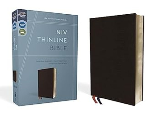 NIV Thinline Bible Bonded Leather Black Red Letter Comfort Print