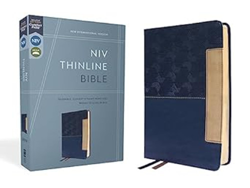 NIV Thinline Bible Leathersoft Blue Red Letter Comfort Print
