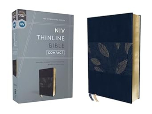 NIV Thinline Bible Compact Leathersoft Blue Floral Red Letter