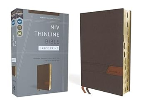 NIV Thinline Bible Large Print Cloth Flexcover Gray Red Letter