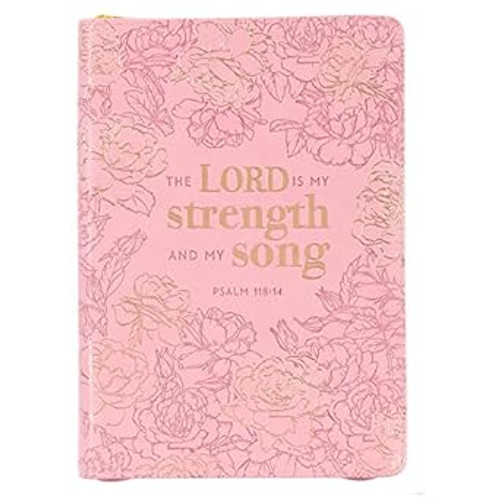 Classic Faux Leather Journal My Strength & Song Pink Floral
