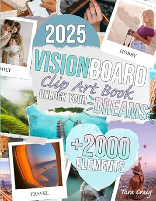 2025 Vision Board Clip Art Book Unlock Dreams