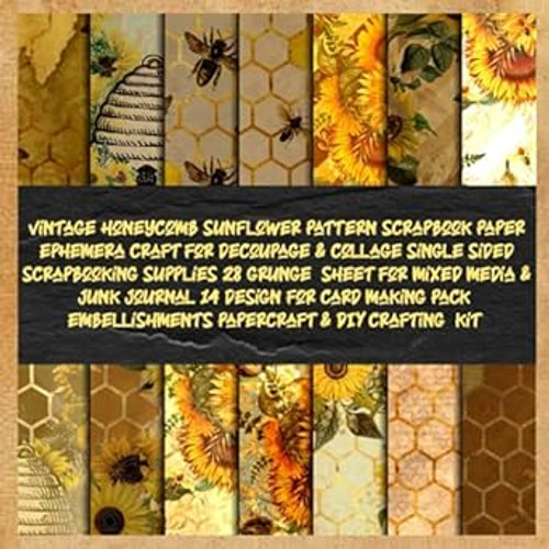 Vintage Honeycomb Sunflower Pattern Scrapbook Paper