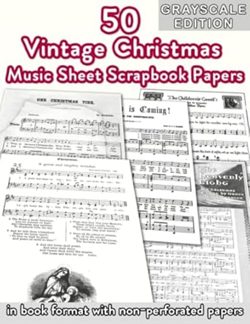 50 Vintage Christmas Music Sheet Scrapbook Papers