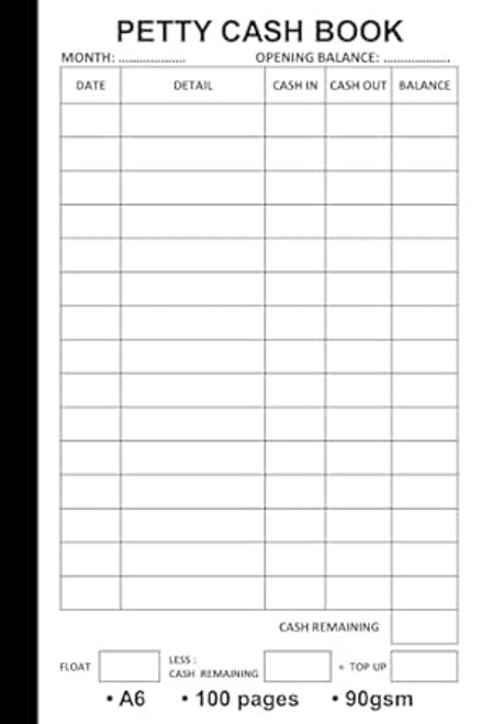 Petty Cash Book A6